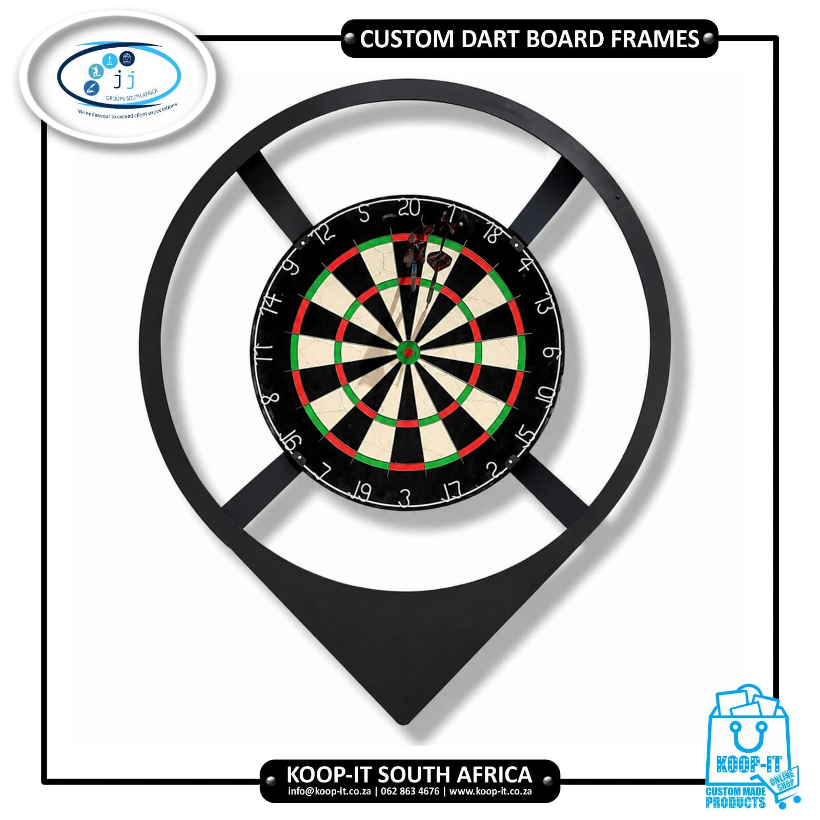 Dart Board Frame 3 Dart Board Frame | Koop-it - Premium Hand-Crafted Metal Products