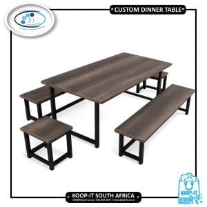 Dining room table with two benches