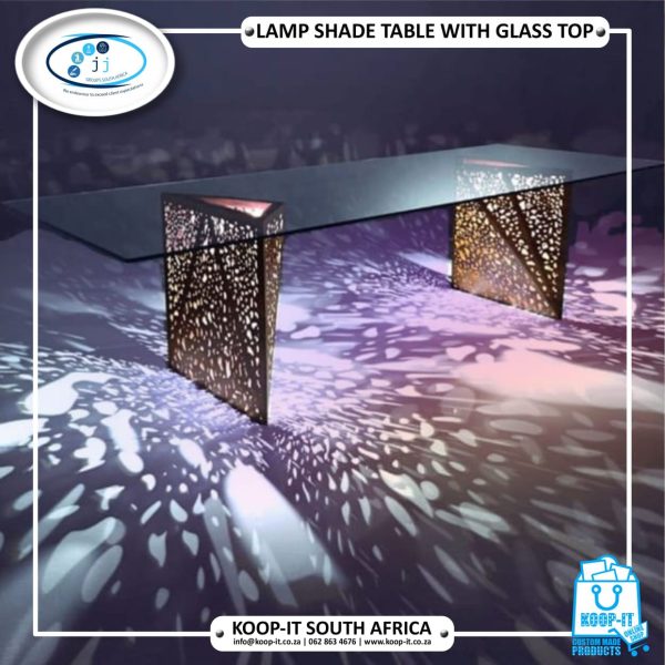 Lamp Shade table with glass top | Koop-it - Premium Hand-Crafted Metal Products
