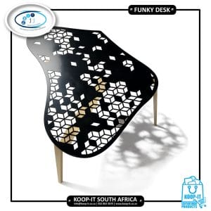 Laser-cut mild steel funky desk