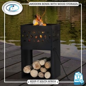 Modern Boma With Wood Storage | Koop-it - Premium Hand-Crafted Metal Products