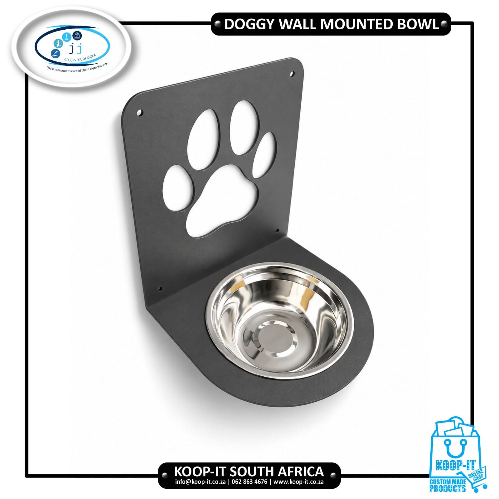 Doggy Wall Mounted Bowl 3 Doggy Wall Mounted Bowl | Koop-it - Premium Hand-Crafted Metal Products