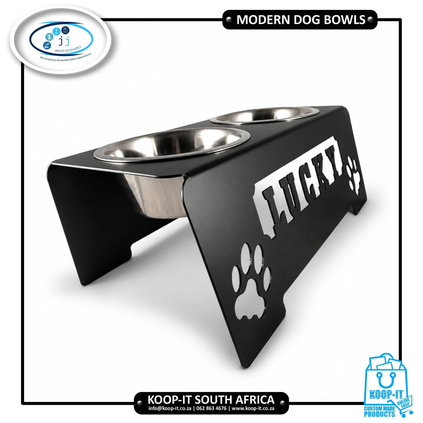 Modern Dog Bowls 3 Modern Dog Bowls | Koop-it - Premium Hand-Crafted Metal Products