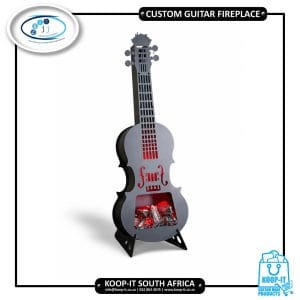 Custom guitar-shaped mild steel fireplace