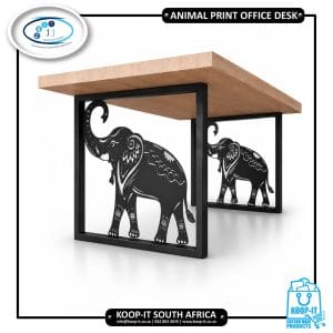 Animal-pattern steel office desk with wood top