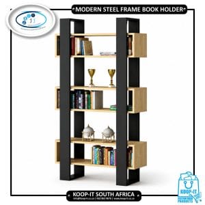 Modern steel and wood bookshelf