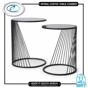 Spiral mild steel coffee table set with mirror tops