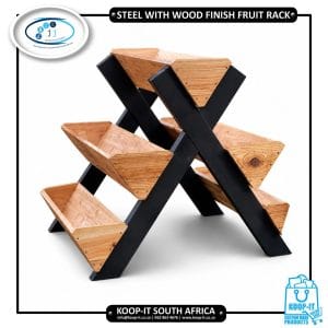 Steel With Wood Finish Fruit Rack