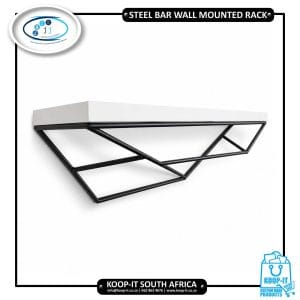Wall-mounted steel and wood display rack
