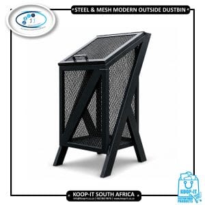 Modern steel and mesh outdoor dustbin
