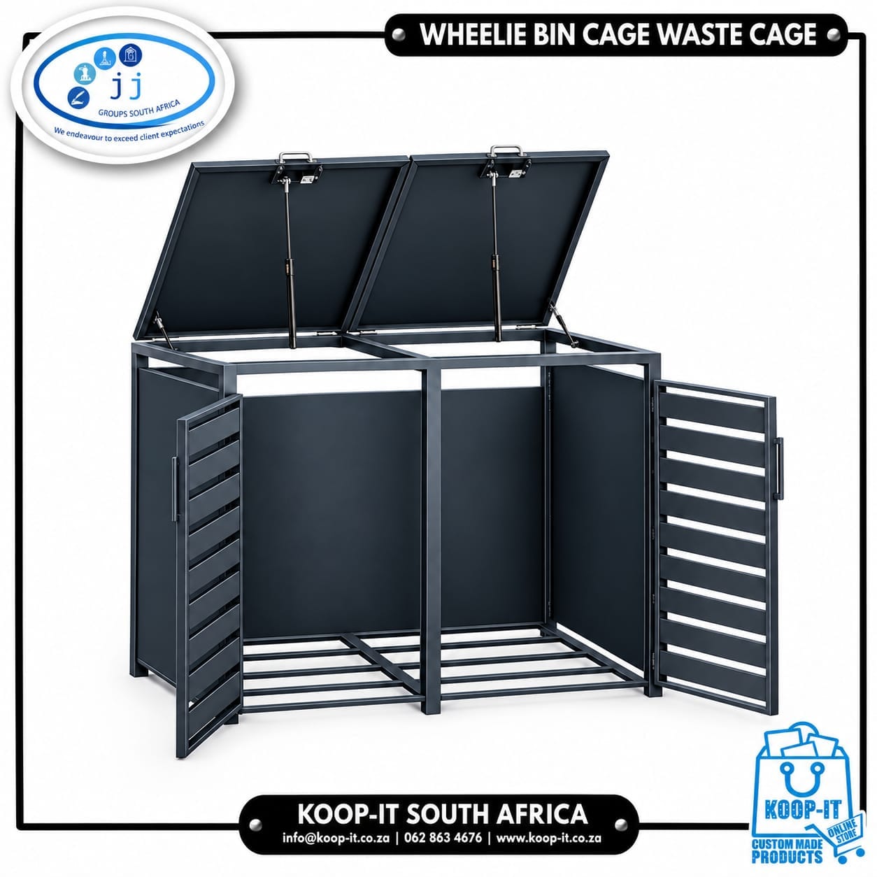 Wheelie Bin Cage Waste Cage 2 Wheelie Bin Cage Waste Cage | Koop-it - Premium Hand-Crafted Metal Products